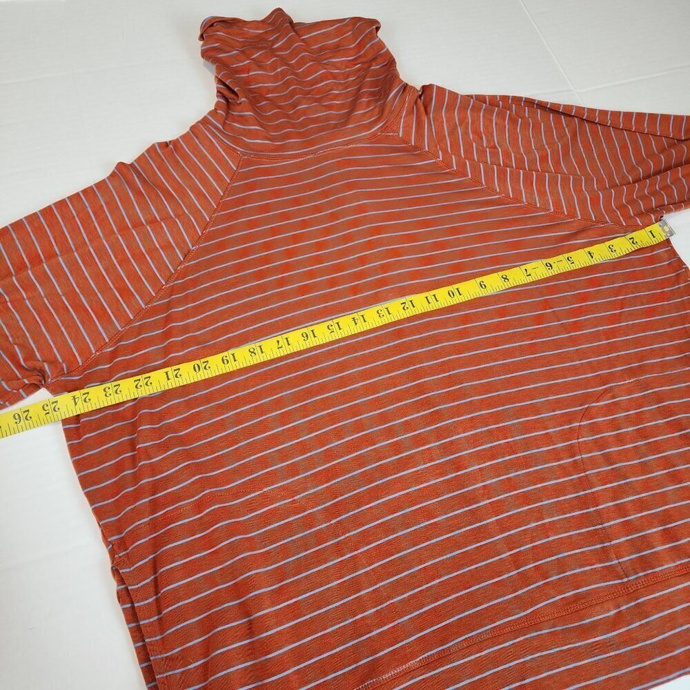 PrAna Sol Protect Turtleneck sz XL women relaxed fit pockets gingerbread stripes - Picture 10 of 12
